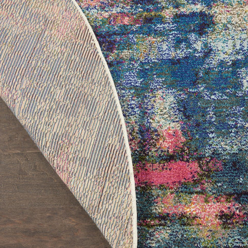2' X 6' Blue And Yellow Abstract Power Loom Non Skid Area Rug